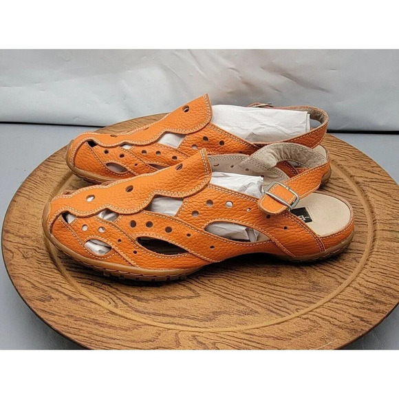 Bernie Mev Women's Orange Sandal Size 37EU / 6.5 US Slip-On Flats - Picture 8 of 14